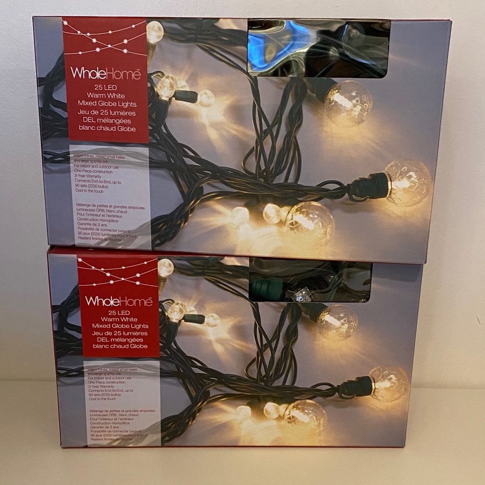 Set of Two Warm White LED String Lights